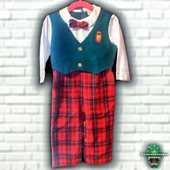 VINTAGE 1980’s Holiday Christmas Wool Plaid Pants & Vest Special Occasion Outfit - Picture 4 of 6